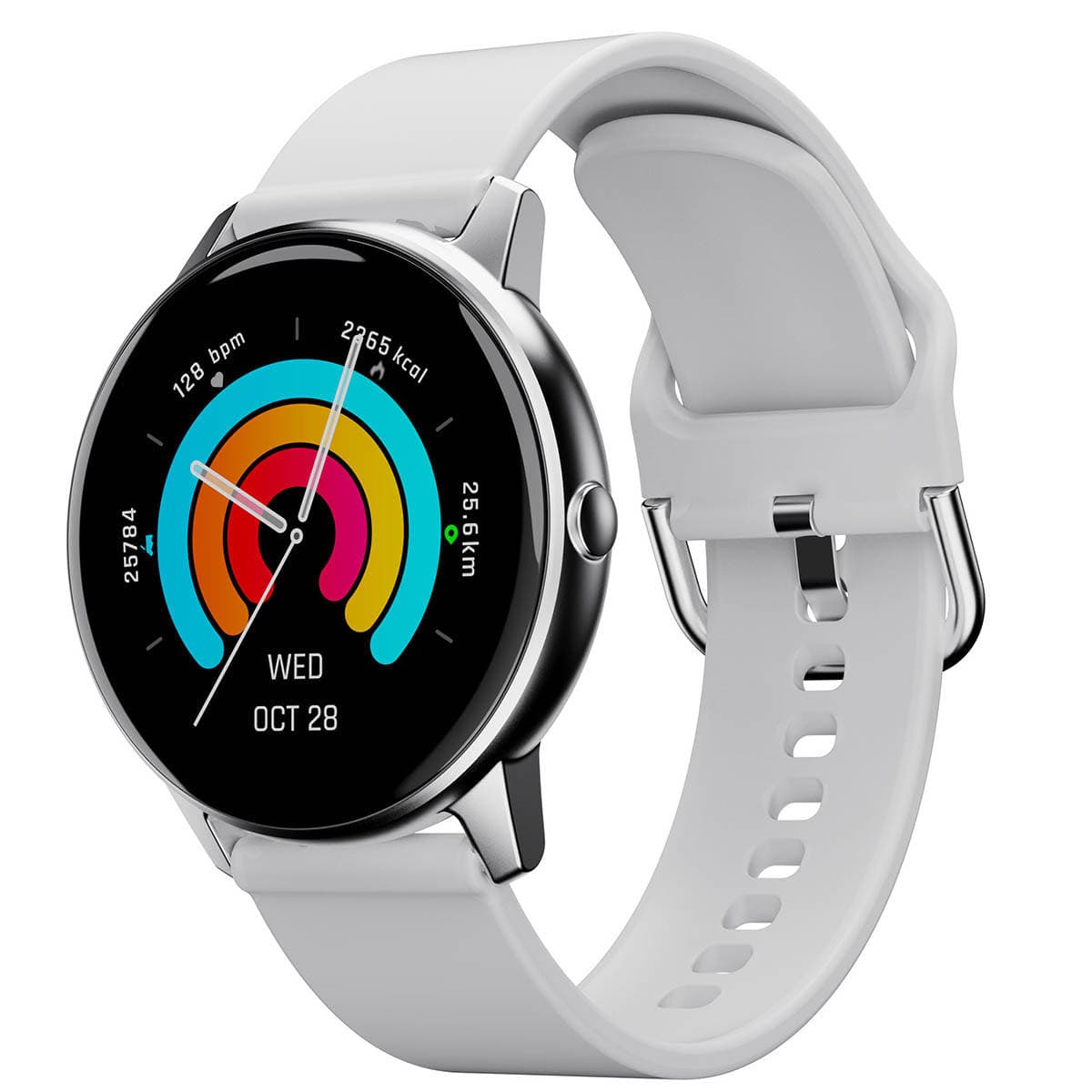 Ambrane Curl with 15 Days Battery Life, 1.28 Lucid Display, 24-7 Health Monitoring Mist Grey