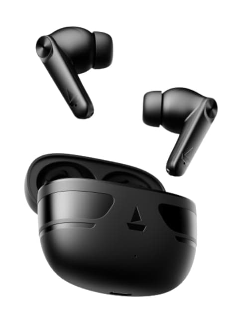 Boat Airdopes Kick In Ear BT Earbuds with 75H Playback & Quad Mics ENx (Carbon Black, True Wireless)