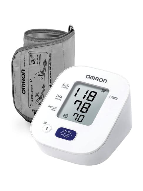 Omron Hem 7142T1 Digital Bluetooth Blood Pressure Monitor with Cuff Wrapping Guide (White)