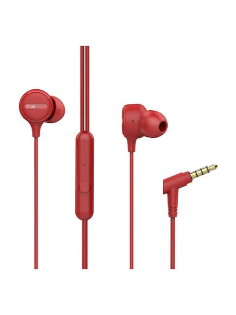 boAt BassHeads 103 T Wired Earphones with Super Extra Bass, Integrated Controls & Mic (Red)
