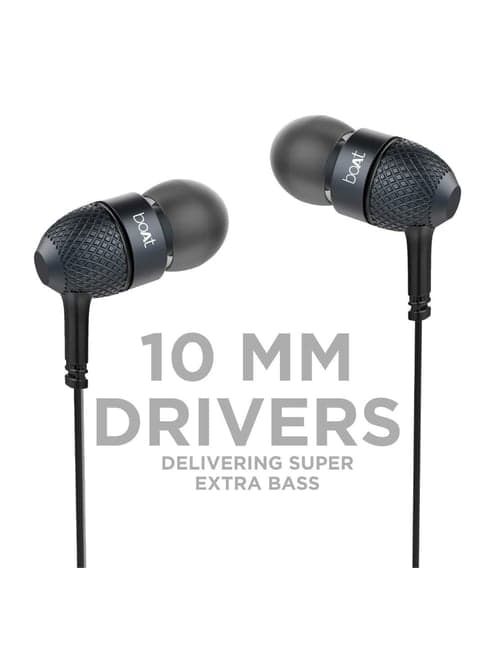 boAt BassHeads 220 Wired Earphone with Mic (Black)