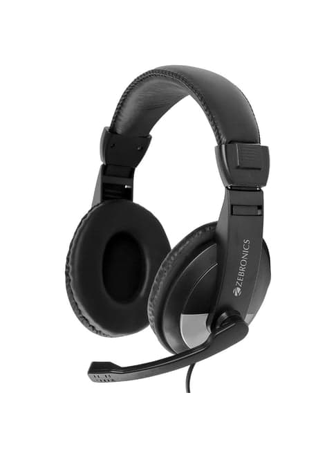 Zebronics Zeb-200HM Wired On-Ear Headphone with Mic (Black)