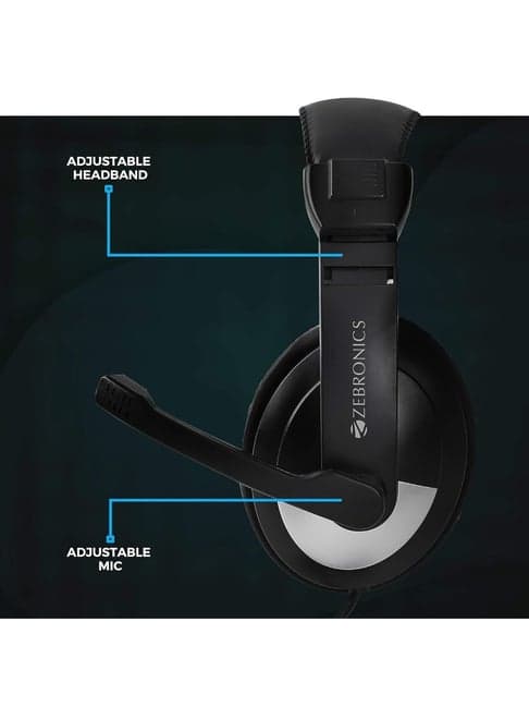 Zebronics Zeb-200HM Wired On-Ear Headphone with Mic (Black)