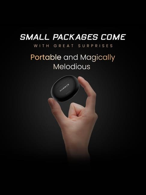 Hammer Mini Pods in-Ear Earbuds with Upto 20H Playtime,BT v5.3,Touch Controls (Black, True Wireless)