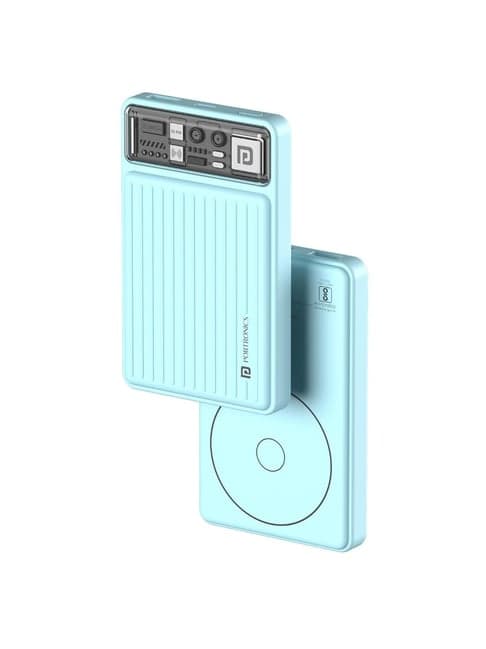 Portronics Luxcell Wireless Mini Power Bank 10000mAh 15W with 22.5 Wired Output (Blue)