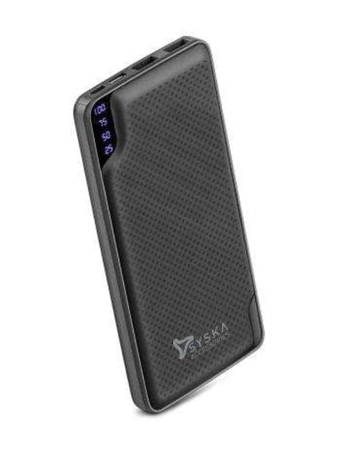 SYSKA P1037B 10000 mAh Power Bank Lithium Polymer Battery (Black)