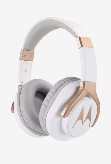 Motorola Pulse 3 Max Over the Ear Headphones (White and Gold)
