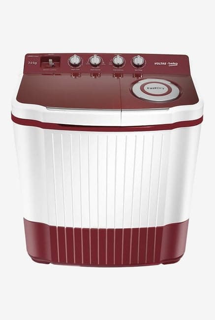 Voltas Beko 8Kg Semi- Automatic Top Load Washing Machine (WTT80RT, Red)