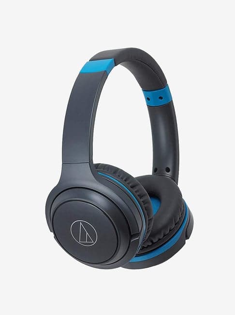 Audio-Technica ATH-S200BT Over The Ear Bluetooth Headphone With Mic (Grey/Blue)