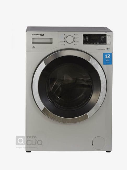 Voltas Beko 8.0 Kg Inverter Fully-Automatic Front Load Washer Dryer (WWD80S,Grey)