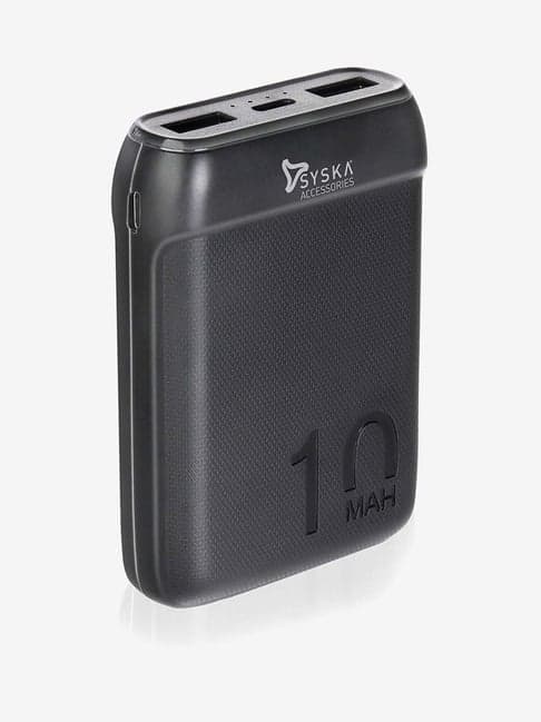 Syska Power Pocket 100 P1016B 10000mAh Dual USB Output Power Bank (Black)