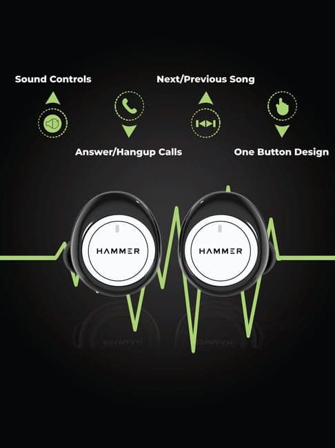 Hammer Airflow True Wireless Bluetooth earphone earbuds with Mic Playtime 3-4H White
