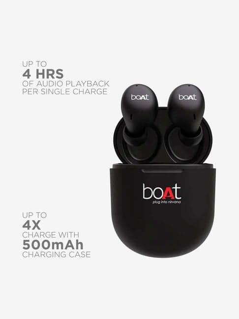 boAt Airdopes 383 T TWS Earbuds with Up to 20H Playback, ASAP Charge, IWP (Black)