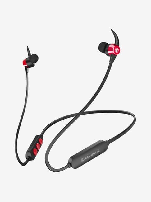 Nu Republic Vybe Sports Bluetooth Wireless Earphones with Mic X-Bass IPx5 BTv5.0 (Red/Black)