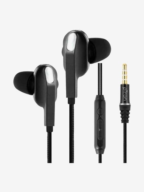PTron Boom One Dual Driver Wired Earphone with Microphone (Black)