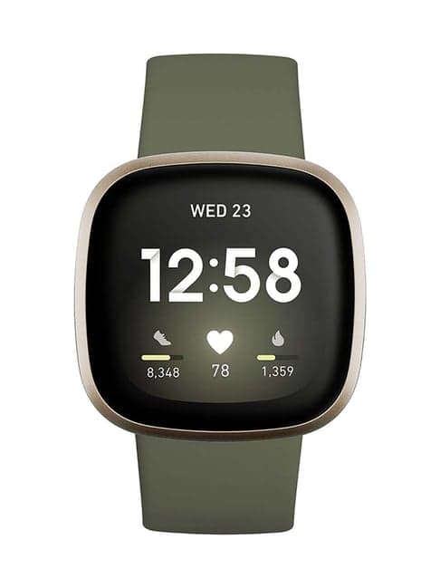 Fitbit Versa 3 Health and Fitness Smartwatch (Olive/Soft Gold Aluminum)