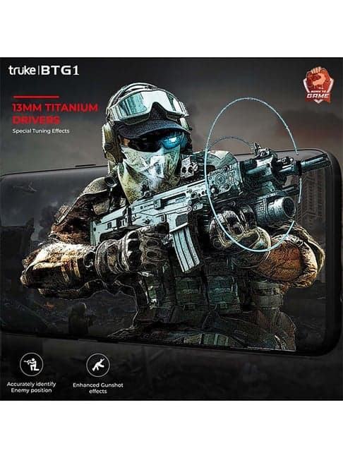 Truke BTG1 True Wireless Bluetooth Earbuds with Microphone (Black)