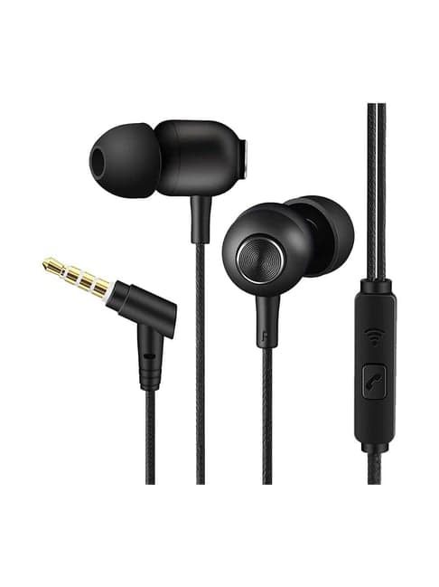 Ambrane Stringz-65 Wired Earphones with Mic and Controller (Black)