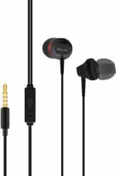 Hitage Earphones HB-468 Headphones Earplugs Headset High Definition Sound Deep Extra Bass Wired Earphone with in-line Mic Wide Compatibility Tangle Free Cable (Black)