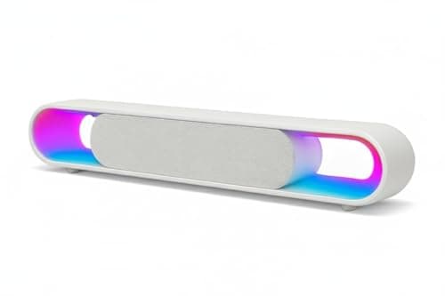 VRJTEC RGB LED Soundbar with Bluetooth Wireless Connectivity | Compact Stereo Speaker with Enhanced Bass & Multi-Color Light Effects for TV, PC & Mobi...