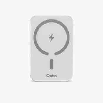 Qubo MagZap X1 Wireless Power Bank from Hero Group, Magsafe Compatible with iPhones & Airpods, 5000 mAh, 15 W Power Output (White)
