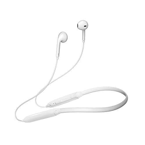 DUDAO U5B in-Ear Wireless Bluetooth Neckband mic & in-Line Control Deep Bass Noise Reduction with 10 Hours Long Play time Splash Prof Fast Charging Light Weight Neckaband (White)