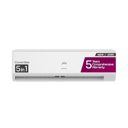 Godrej 2 Ton 3 Star, 5-In-1 Convertible Cooling, Inverter Split AC (Copper, I-Sense Technology, 2024 Model, AC 2T EI 24IINV3R32 WWR, White)