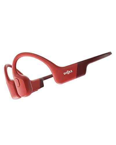 Shokz OpenRun Bone Conduction Sports Headphones, Bluetooth Wireless Earphones with Mic, 8H Playtime, Open-Ear Waterproof Headset for Running, Workout, Driving, with HeadBand, Standard Size (Solar Red)