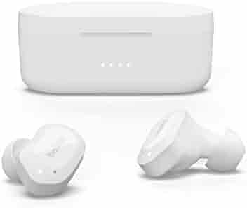 Belkin SOUNDFORM™ Play True Wireless in-Ear Earbuds, IPX5 Sweat & Water Resistant, Up to 38 hrs. Playtime, Bluetooth 5.2, Wireless Charging, Dual mic on Each Side, Compatible with iOS & Android, White