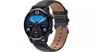(Renewed) Gizmore GizFit GLOW AMOLED with 3.4 Cm | ALWAYS-ON | 550 NITS Brightness | BT Calling Smartwatch (Black, Brown Strap, Regular)