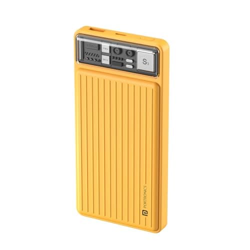 Portronics Luxcell 10K 10000 mAh Designer Power Bank with 22.5W Max Output, LED Indicator, Mach USB-A Output, Type C PD Output, Type C Input, Wake Up ...