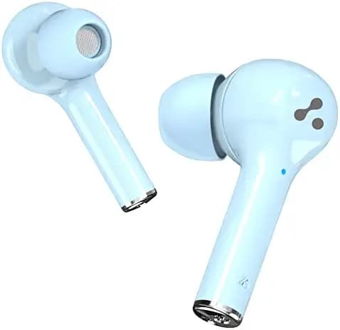 Ambrane NeoBuds 33 True Wireless in Ear Earbuds TWS with 19 Hours Total Playtime, High Bass Immersive Sound, Touch Controls, IPX4 Waterproof, Voice Assistance & with Mic (Light Blue)