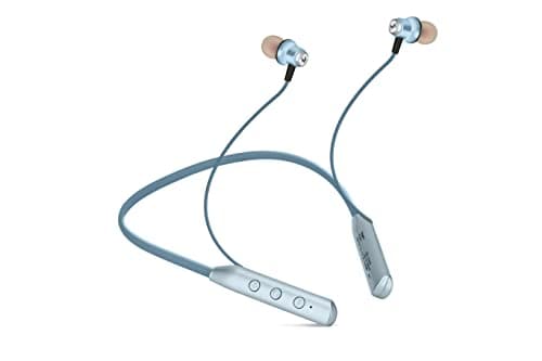 TEMPT® Rapid Bluetooth Neckband with OxyAcoustics Technology, 22 Hours Playback, 10mm Rich Bass Drivers, IPX4, Micro USB Port, Voice Assistant, BT v5.0, Wireless in-Ear Earphones with Mic (Sky Blue)