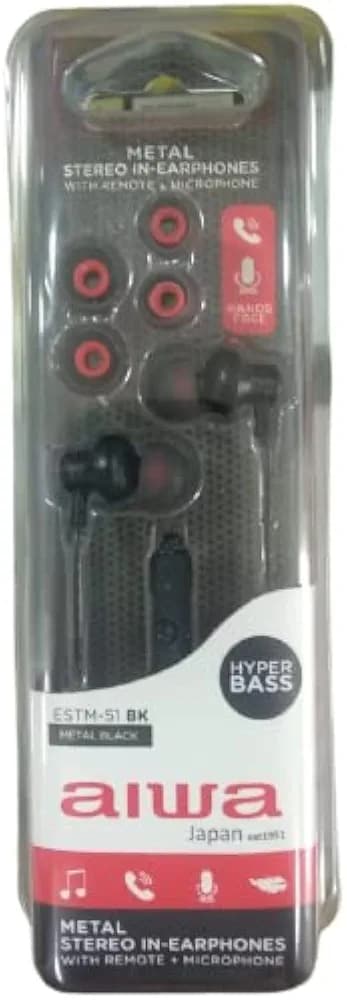 Aiwa Metal Stereo in Earphones Black Colour (S1, 1)