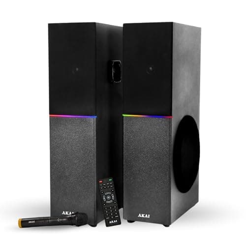 AKAI TS-120 Twin Tower Speaker System with FM, HDMI ARC and Mic Priority