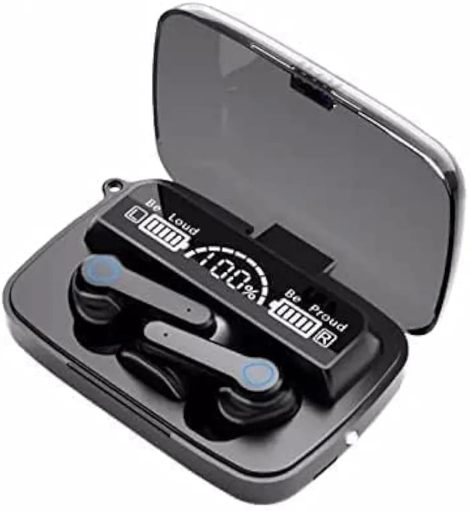 M19 TWS Earbuds Wireless Bluetooth Earbuds with Led Display with Flashlight Bluetooth Headset (Black),in-Ear