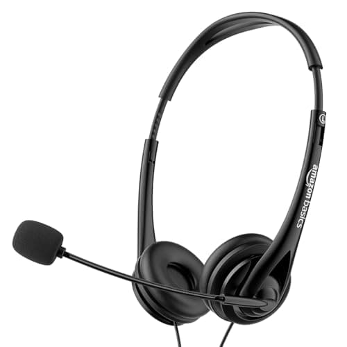 amazon basics On Ear Wired Headphones with Boom Mic | Supreme Sound | Lightweight | Cushioned Ear Cups | Built-in Mic | Perfect for Computers, Smartph...