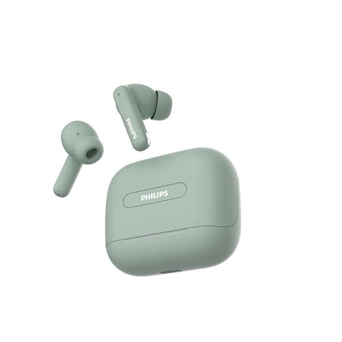 PHILIPS TAT1050GN/94 Truly Wireless Earbuds with ANC, Quad Mic ENC, Up to 50 Hr Playtime, 13mm Neodymium Drivers, Multipoint, IPX5 Water Resistance, F...