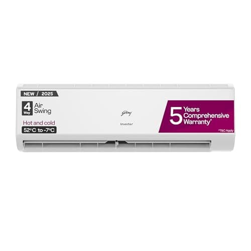 Godrej 1.5 Ton 3 Star, Hot & Cold, 5 Years Comprehensive Warranty, Inverter Split AC (Copper, 2025 Model, 5-In-1 Convertible, AC 1.5T SIH 18ITC3 WYC, ...