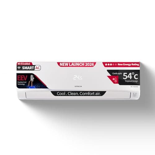 Hitachi 1.5 Ton 3 Star, New star rated, Inverter Split AC(Copper, Wi-Fi, Smart View Display, 4 Way Swing,RAS.D318PCD2BM, White)