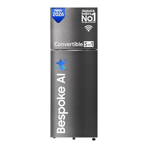 Samsung 467 L, 3 Star, Convertible 5-in-1, Digital Inverter, Frost Free Double Door, Bespoke AI WiFi Refrigerator (RT80H51C3KHL, Luxe Black, 2026 Mode...