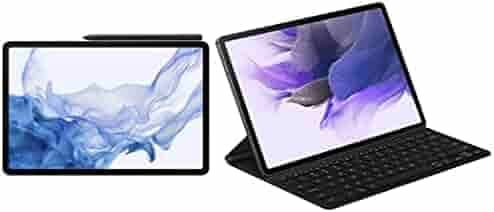 Samsung Galaxy Tab S8+ 31.49 cm (12.4 inch) sAMOLED Display, RAM 8 GB, ROM 128 GB Expandable, S Pen in-Box, Wi-Fi+ 5G Tablet, Silver + Samsung Original Tab S8+ Keyboard Book Cover, Black
