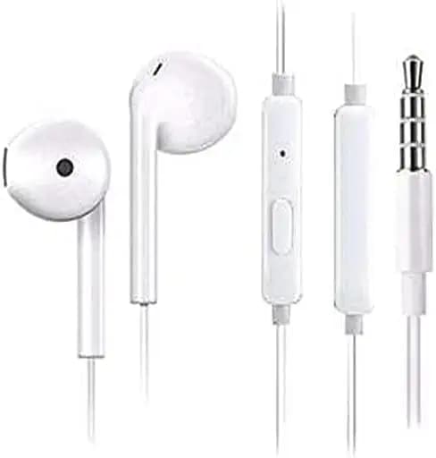 Bass in-Ear Wired Earphones with Mic Compatible for All Oppo/Vivo/Mi Mobiles Phones - (White) (White)