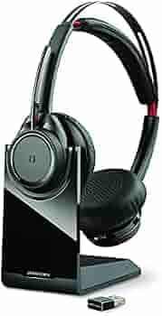 Poly by Plantronics - Voyager Focus UC with Charge Stand (Poly) - Bluetooth Dual-Ear (Stereo) Headset with Boom Mic - USB-A PC/Mac Compatible - Active Noise Canceling- Black
