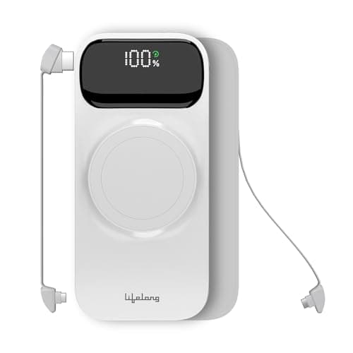 Lifelong 10000mAh MagSafe Power Bank | Slim, Pocket-Sized Wireless Charger with 22.5W Fast Charging and Quick Charge 3.0. Portable and Compatible with...