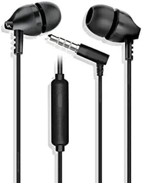 UBON UB-2000 Champ Series, in-Ear Wired Earphones with Inline Mic, Universal L-Shape 3.5mm Jack, 1.2 Mtr. Tangle-Free Cable, 10mm Dynamic Driver, HD Sound & Noise Isolation (Black)