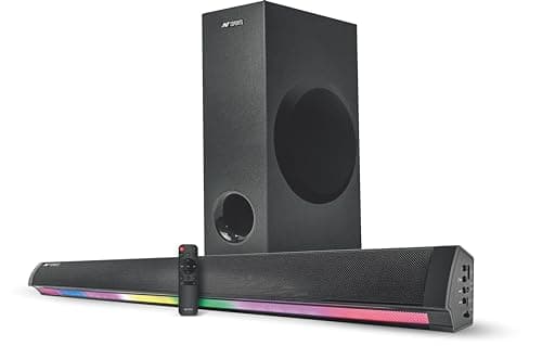 Ant Esports SBW200| RGB Light 200 watts Sound Bar with 5.5 inch Subwoofer, HDMI/Optical/AUX/USB/TF and Bluetooth 5.0 Connection,FM Radio,Bass Adjustab...