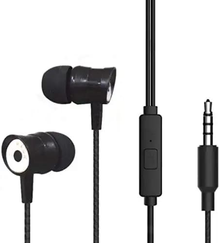 Meyaar SPN Edition SP-26 Wired Durable Metal Earphones Earbuds with Microphone & Deep Bass Clear Sound Noise Isolating in Ear Headphones, Stereo Ear Buds for Cell Phones, Laptop, Tablet, (Black)