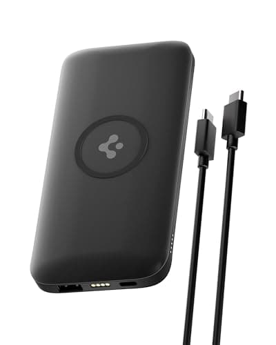 Spigen 2-in-1 10000mAh Wireless Charging Power Bank, 25W Max Fast Charging Compatible with Charging Dock, Anti-Slip Ring, Included Type-C to C Cable (...