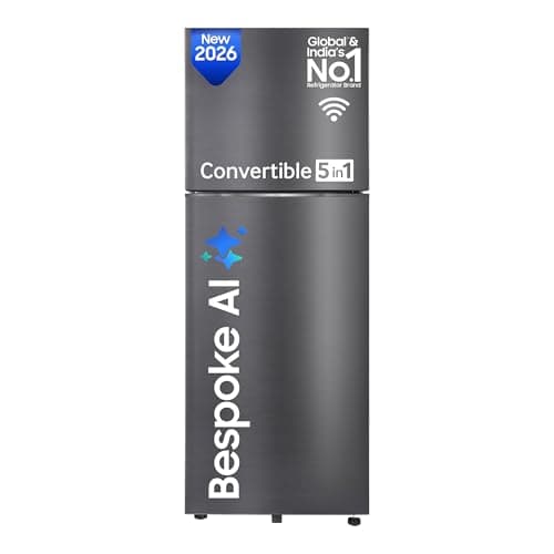 Samsung 396 L, 3 Star, Convertible 5-in-1, Digital Inverter, Frost Free Double Door, Bespoke AI WiFi Refrigerator (RT41HG6A23B1HL, Black DOI, 2026 Mod...